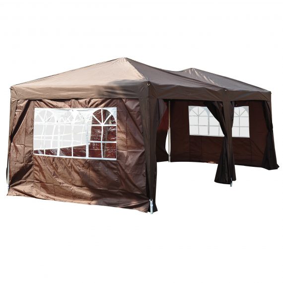 Outsunny Pop Up Gazebo Marquee, size(6m x 3m)-Coffee 100110-068CE
