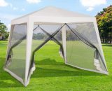 Outsunny 3x3m Outdoor Gazebo Tent W/Mesh Screen Walls-Cream white 84C-090CW 5056029832165