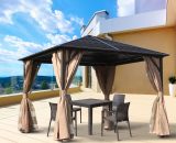 Outsunny Steel Hardtop Gazebo Patio Tent Outdoor Sun Shelter Aluminum w/ Curtain 84C-094 5056029875148
