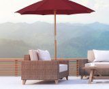 Outsunny 2.5m Wood Garden Parasol Sun Shade Patio Outdoor Market Umbrella Canopy with Top Vent, Wine Red 84D-097WR 5056399149160