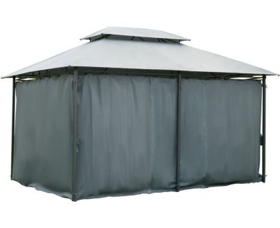 4x3m Metal Gazebo Canopy Party Tent Garden Shelter w/ Curtains Grey - Outsunny 84C-099GY 5056399119125