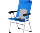 Outsunny Outdoor Garden Folding Chair Patio Armchair 3-Position Adjustable Recliner Reclining Seat with Pillow - Blue 84B-399BU 5056029878996