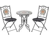 Outsunny 3 Piece Garden Bistro Set, Folding Outdoor Chairs and Mosaic Tabletop for Outdoor, Balcony, Poolside, Light Blue 84B-883 5056534582616