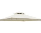 Outsunny - 3(m) 2 Tier Garden Gazebo Top Cover Replacement Canopy Roof Cream White