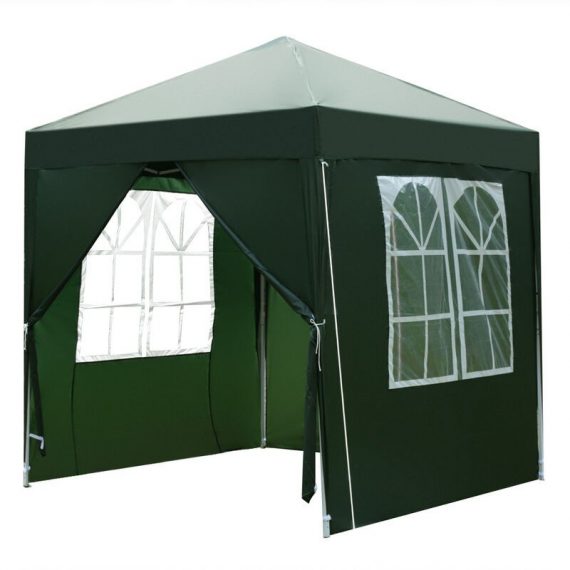 Axhup - Gazebo with 2 Removable Panels, 2 x 2M Portable Waterproof pe Heavy Duty Canopy Tent for Garden Market Stalls Party Wedding Beach Outdoor U1K24479608 5080300227319
