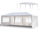 Gazebo with 4 Removable Panels, 3M x 6M Portable Waterproof PE Canopy Tent for Garden Market Stalls Party Wedding Beach Outdoor (White) U1K68326696 5080300215095