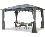 House Of Tents - toolport alu deluxe Garden Gazebo 3x4 m waterproof approx. 8 mm polycarbonate roof pavilion 4 side walls/panels Party Tent grey 300049 4260578434065