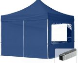 House Of Tents - 3x3 Pop Up Gazebo ECONOMY Aluminium 32 mm, incl. Sidewalls with Panorama Windows, dark blue High Performance Polyester approx. 59001 4064108036176