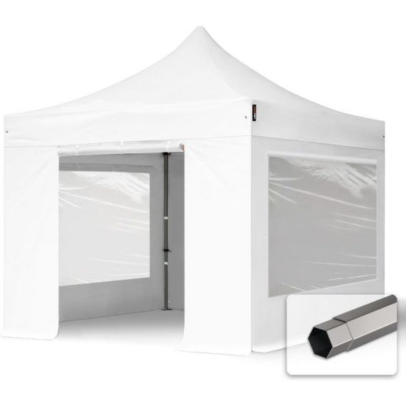 TOOLPORT PopUp Gazebo Party Tent 3x3m - with panorama windows PREMIUM 100% waterproof roof marquee white - white 600039 4260578430944
