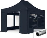 House Of Tents - 3x4.5m Pop Up Gazebo professional Aluminium 40 mm, incl. Sidewalls with Panorama Windows, black High Performance Polyester approx. 581942 4260497042518