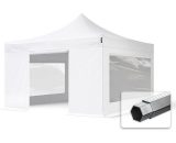 House Of Tents - 4x4m Pop Up Gazebo professional Aluminium 40 mm, incl. Sidewalls with Panorama Windows, fire resistant, white Long-Life pvc approx. 582424 4260546580817