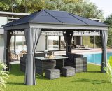 4x3m Outdoor Aluminum Gazebo with Hardtop, Canopy, Privacy Curtains and Netting for Garden, Patio, Lawns, Parties 2855056AAA 8173942318297