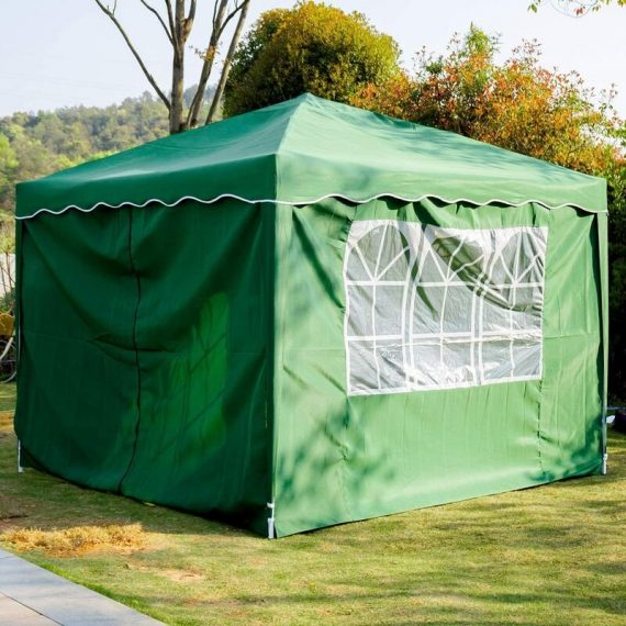 Briefness - Pop Up Gazebos, 3x3m Garden Gazebo Marquee Tent Awning Canopy w/Side Panels, Powder Coated Steel Frame for Outdoor Wedding Garden Party, ZDZP-3X3-4-G 723258522475