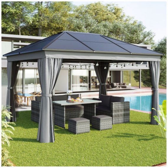 Wenh - 4x3M Pop-Up Gazebo with 4 Sides, Instant Sun Shade Fully Waterproof, Garden Commercial Tent 9017008804135 9017008804135