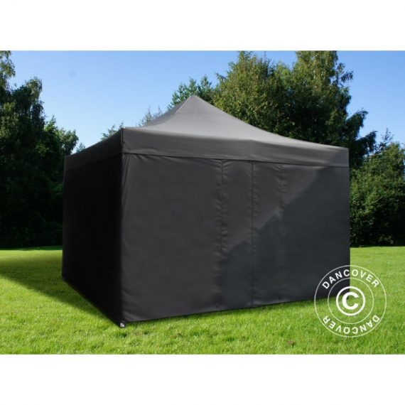 Dancover - Pop up gazebo FleXtents Pop up canopy Folding tent pro 4x4 m Black, incl. 4 sidewalls - Black 5710828210547 5710828210547