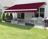 4.5x3m Retractable Garden Patio Half Cassette Electric Awning Sun Shade Wine Red 7425650343025 602AWHLC-E4530WR