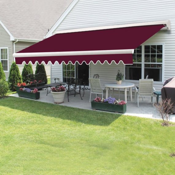 4.5x3m Retractable Garden Patio Half Cassette Electric Awning Sun Shade Wine Red 7425650343025 602AWHLC-E4530WR