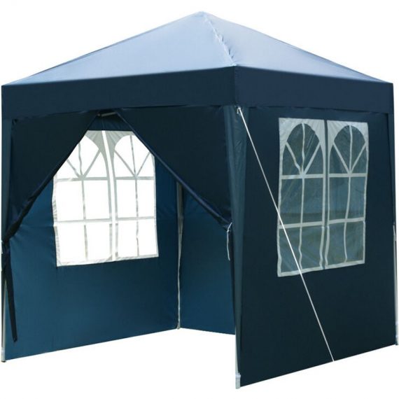 Axhup - Gazebo with 2 Removable Panels, 2 x 2M Portable Waterproof PE Heavy Duty Canopy Tent for Garden Market Stalls Party Wedding Beach Outdoor 5080300237226 U1K36743847