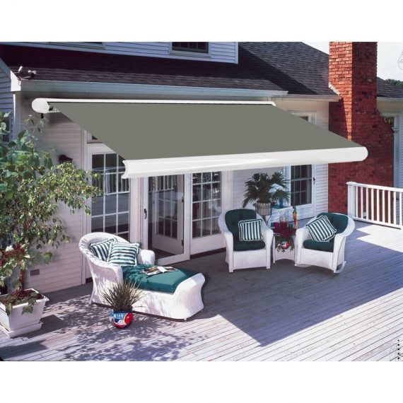 Greenbay 4.5x3M Full Cassette Electric Remote Controlled Retractable Garden Patio Canopy Awning Grey 7425650345463 AWFC-E4530GY