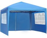 3 x 3 m Gazebo Pop Up Folding Gazebo Tent Outdoor Shelter Sun Protection Waterproof with Removable Sidewalls Carry Bag Garden Party Beach Wedding Blue 794775167371 P51010480