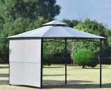 Azkoeesy - Metal Patio Gazebo with a Side Panel, 180g/m² Outdoor Shade Shelter with An Extendable Awning , 3m x 3m x 2.68m, Gray 757837250862 MX285593AAB