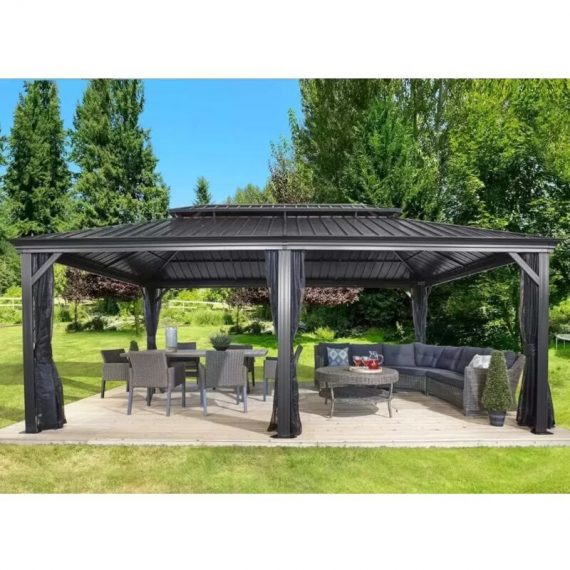 Unique-home-furniture - Extra Large Gazebo Outdoor Patio Structure Garden Aluminium Sun Shelter Canopy 7444026435409 7444026435409