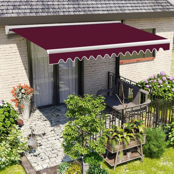 3.95x3m Half Cassette Electric Awning Garden Patio Sun Shade Retractable Canopy Wine Red 7425650342998 602AWHLC-E4030WR