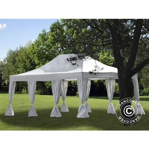 Pop up gazebo FleXtents Pop up canopy Folding tent PRO 4x6 m White, incl. 8 decorative curtains - White 5710828261464 5710828261464