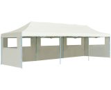 Folding Pop-up Party Tent with 5 Sidewalls 3x9 m Cream - Cream MM-41598