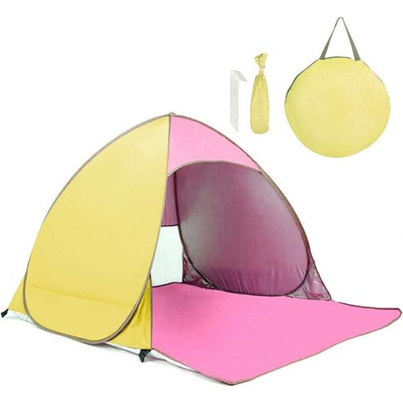UV Block Tent, Beach Shelter with UPF 50+ UV Sun Protection for 2-3 Persons, Pop Up Portable Instant Beach Tent, Includes Carry Bag and Tent 4391570255911 SZUK-6412