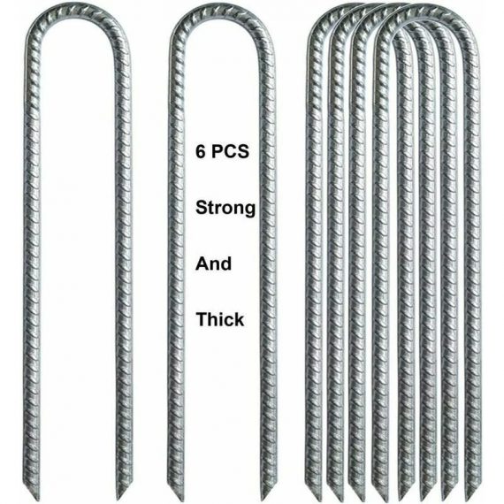 Ground Stakes, Garden Staples Rebar Stakes Galvanized Steel U Hooks Heavy Duty Ground Anchor for Camping Trampoline Fence 6286500475744 SZUK-11839
