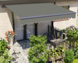 Greenbay Grey Frame Manual Awning Retractable Canopy Patio Garden Sun Shade Shelter Grey 2 x 1.5m 7425650345289 AWAT-2015GY