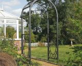 Wrenbury Round Top Steel Metal Garden Arch Grey Pergola Plant Support - Rowlinson 5013856014843 ARCHWRRT