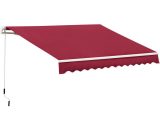 Outsunny - 3.5x2.5m Manual Awning Window Door Sun Weather Shade w/ Handle Red 5056399121623 5056399121623