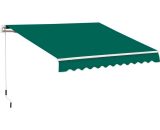 Outsunny - 4x2.5m Manual Awning Window Door Sun Weather Shade w/ Handle Green 5056399121661 5056399121661