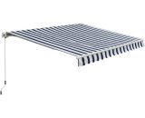 Outsunny - Garden Sun Shade Canopy Retractable Awning, 3 x 2.5m, Blue and White 5060265996215 5060265996215