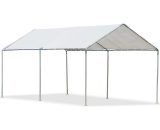 Outsunny - 2-Rooms Outdoor Carport Galvanized Steel Frame Tent UV Resistant White 5056029885215 5056029885215