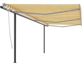 Vidaxl - Manual Retractable Awning with Posts 6x3.5 m Yellow and White Yellow 8720286406021 8720286406021