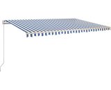 Vidaxl - Manual Retractable Awning with LED 500x350 cm Blue and White Blue 8720286393451 8720286393451