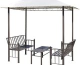 Garden Pavilion with Table and Benches 2.5x1.5x2.4 m vidaXL - White 8718475507819 8718475507819