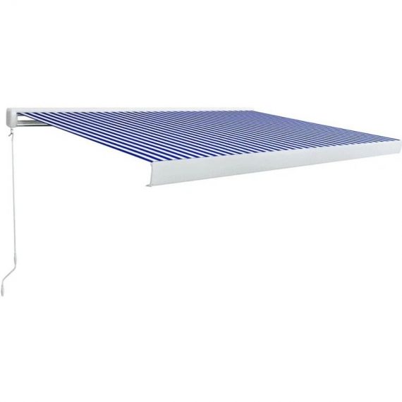 Manual Cassette Awning 300x250 cm Blue and White Vidaxl Blue 8719883903989 8719883903989