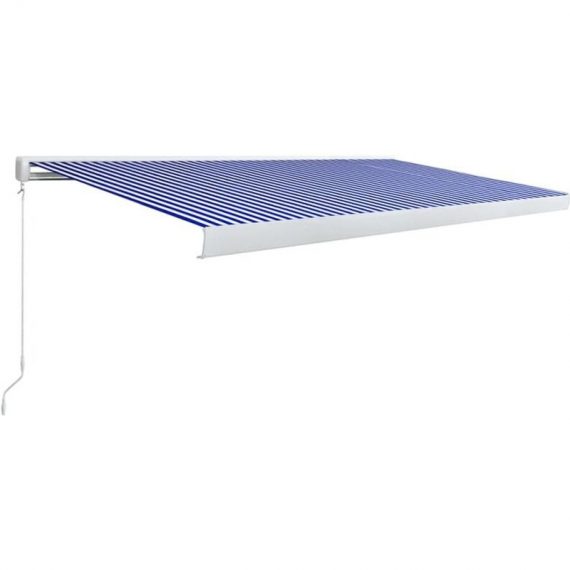 Manual Cassette Awning 500x300 cm Blue and White Vidaxl Blue 8719883904108 8719883904108