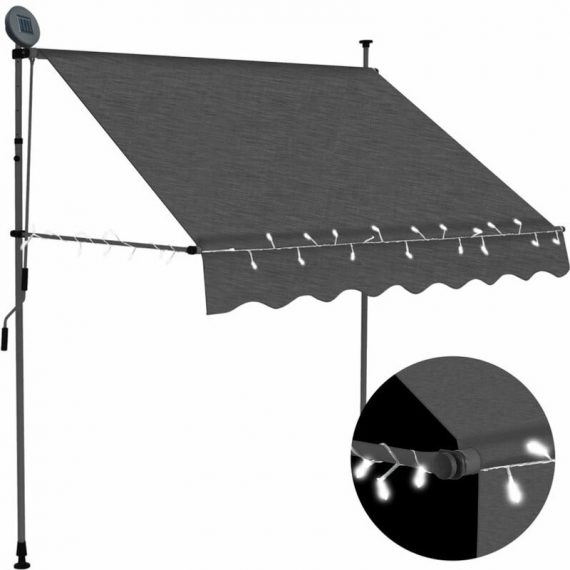 Manual Retractable Awning with led 200 cm Anthracite Vidaxl Anthracite 8719883761831 8719883761831
