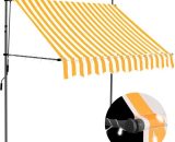 Vidaxl - Manual Retractable Awning with led 150 cm White and Orange Multicolour 8719883761756 8719883761756
