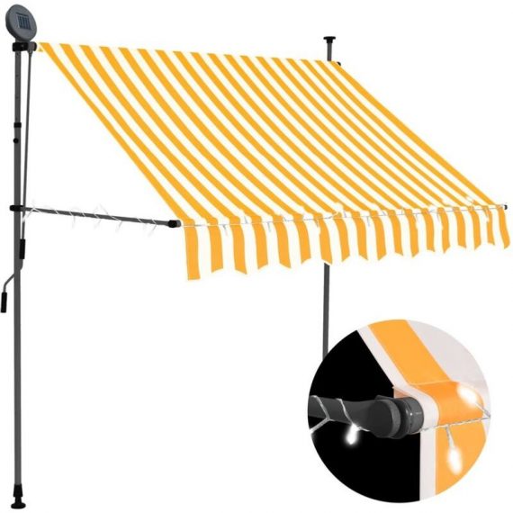 Vidaxl - Manual Retractable Awning with led 150 cm White and Orange Multicolour 8719883761756 8719883761756