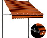 Vidaxl - Manual Retractable Awning with led 150 cm Orange and Brown Multicolour 8719883761961 8719883761961