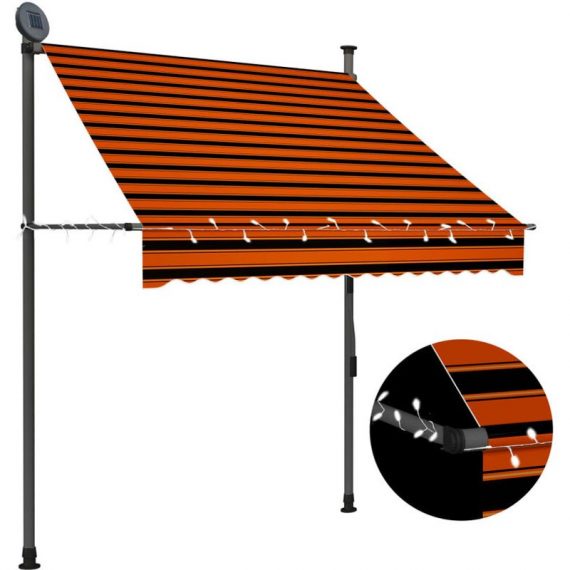 Vidaxl - Manual Retractable Awning with led 150 cm Orange and Brown Multicolour 8719883761961 8719883761961