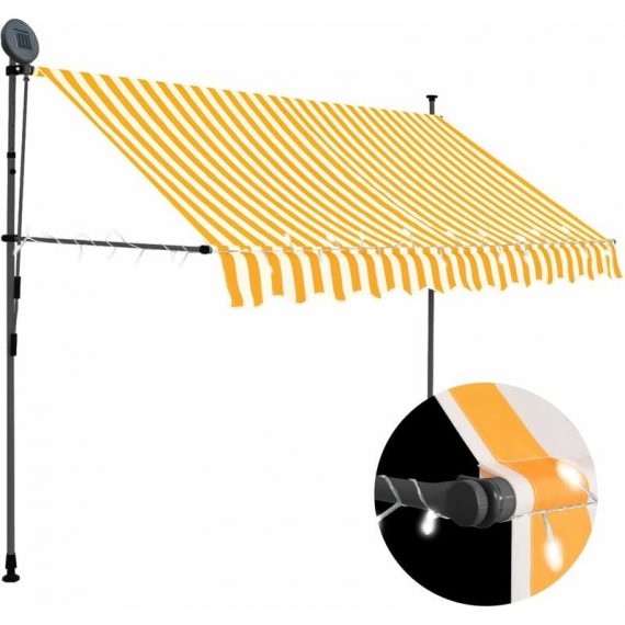 Vidaxl - Manual Retractable Awning with LED 300 cm White and Orange Multicolour 8719883761787 8719883761787