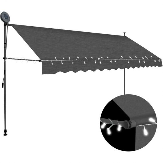 Vidaxl - Manual Retractable Awning with led 400 cm Anthracite Anthracite 8719883761879 8719883761879