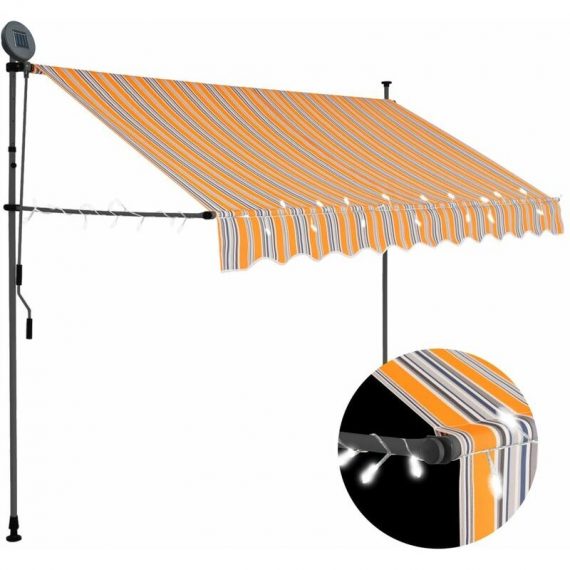 Vidaxl - Manual Retractable Awning with LED 300 cm Yellow and Blue Multicolour 8719883761718 8719883761718